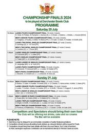 2024 Bowls Dorset Championship Finals Weekend