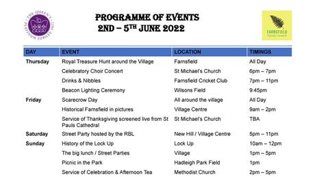  - Updated program of events for the Queens Platinum Jubilee