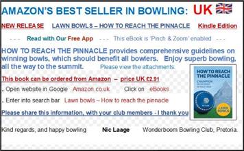 Ebook for Kindle- LAWN BOWLS: How to Reach the Pinnacle.