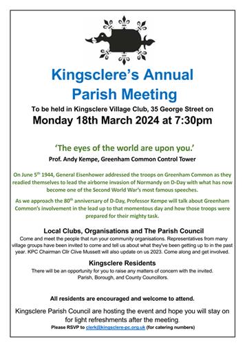 - Kingsclere Annual Parish Meeting 2024