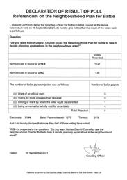 Neighbourhood Plan referendum - Declaration of Result