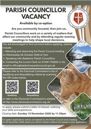 Parish Councillor Vacancy - available by co-option