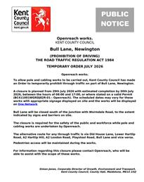 Road Closure - Bull Lane, 29 July 2026 - 30 July 2026