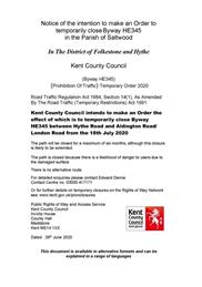 Road Traffic Regulation Act 1984 Section 14(1), As Amended By The Road Traffic (Temporary Restrictions) Act 1991