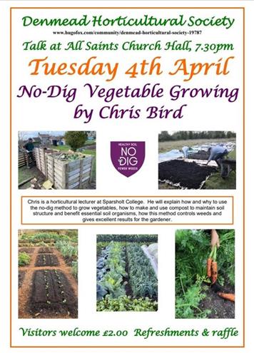  - Talk on Tuesday 4th April :- No Dig Vegetable growing