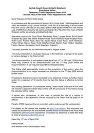 Temporary Traffic Regulation Order