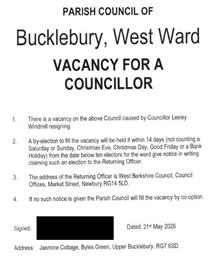 Vacancy on the West Ward of Bucklebury Parish Council