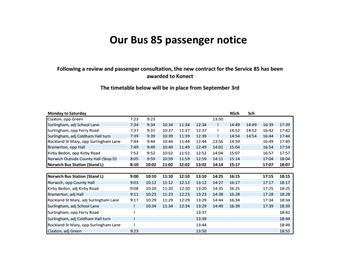  - Service 85 passenger consultation - UPDATE