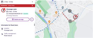 Road Works on Vicarage Lane