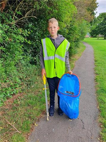 Our youngest volunteer in action - Litter action