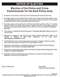 NOTICE OF ELECTION - POLICE & CRIME COMMISSIONER