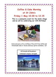 Coffee and Cake Morning - Friday 1st May 2026
