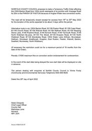 Temporary Traffic Order