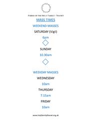Parish of the Holy Family Thanet - Mass Times