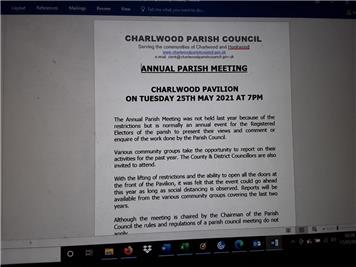  - Annual Parish Meeting: Next Tuesday at 7pm