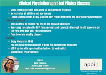 Pilates with Claire - Clinical Physiotherapist