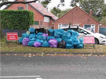 The filled rubbish bags ready for collection by SBC - Bredgar September Clean - Litter Pick Success