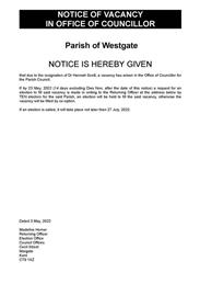 Notice of Vacancy in the Office of Councillor