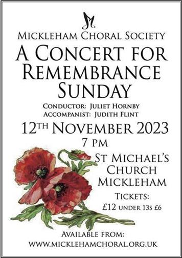  - A Concert for Remembrance Sunday at St Michael's Church 12th November 2023