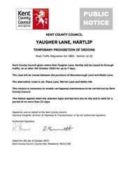 Yaugher Lane Road Closure