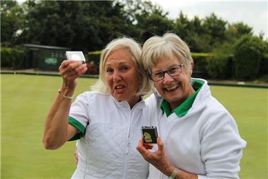 Celebrating winning the Pairs - Bowls Devon Annual Luncheon and Presentation