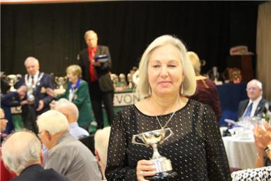 Collecting the runners up trophy, or is it? - Bowls Devon Annual Luncheon and Presentation