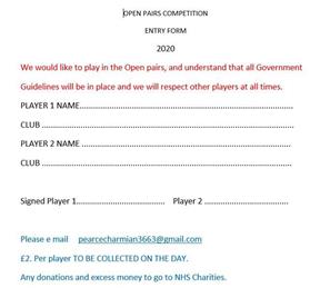 SOMERSET OPEN PAIRS 2020