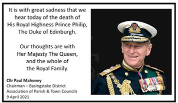 Announcement of the death of HRH Prince Philip, The Duke of Edinburgh