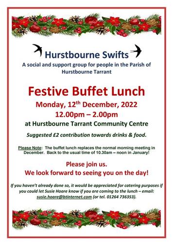  - Hurstbourne Swifts - Festive Buffet Lunch