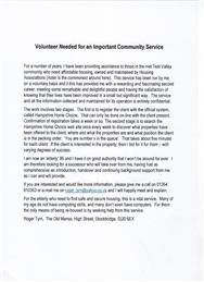 Volunteer Needed for community service