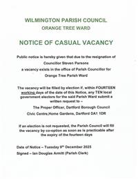 Notice of Casual Vacancy - Orange Tree Ward