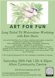 Art For Fun-Long Tailed Tit Watercolour Workshop