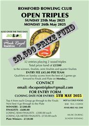 Romford Open Triples Tournament 25th & 26th May 2025