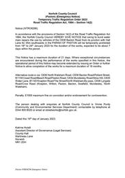 Temporary Traffic Order