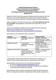 Staplehurst Neighbourhood Plan – Regulation 16 Consultation