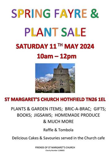  - Spring Fayre & Plant Sale 11th May