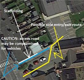 WARNING: ACCESS ROAD TO THE RECREATION GROUND CAR PARK