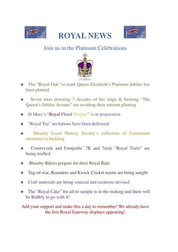  - Royal News - Bleasby Platinum Jubilee