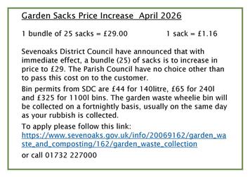Sevenoaks District Council Garden Sacks Price Increase