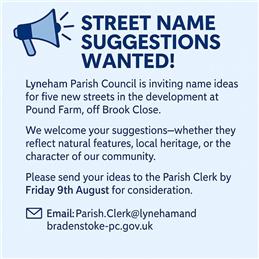 Street Name Suggestions Wanted