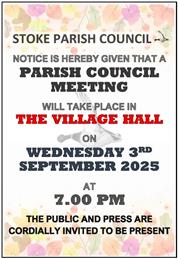 SEPTEMBER PARISH COUNCIL MEETING ON WEDNESDAY 3RD SEPTEMBER 2025