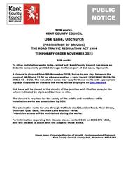 Road Closure Oak Lane