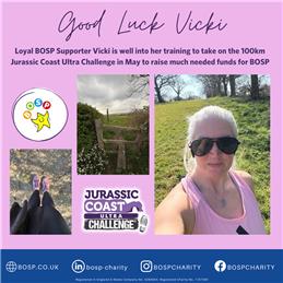 VICKI IS TAKING ON THE JURASSIC COAST ULTRA CHALLENGE IN MAY FOR BOSP!