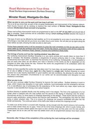 KCC Notice - Start of works Notification for Minster Road, Westgate-on-Sea