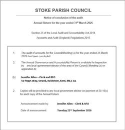 COMPLETION OF 2025/2026 AUDIT