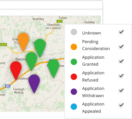 Planning applications are colour-coded