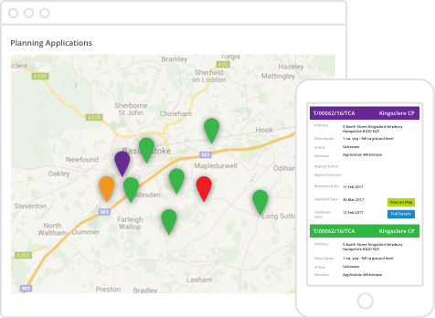 viewing planning applications dynamically on an interactive map