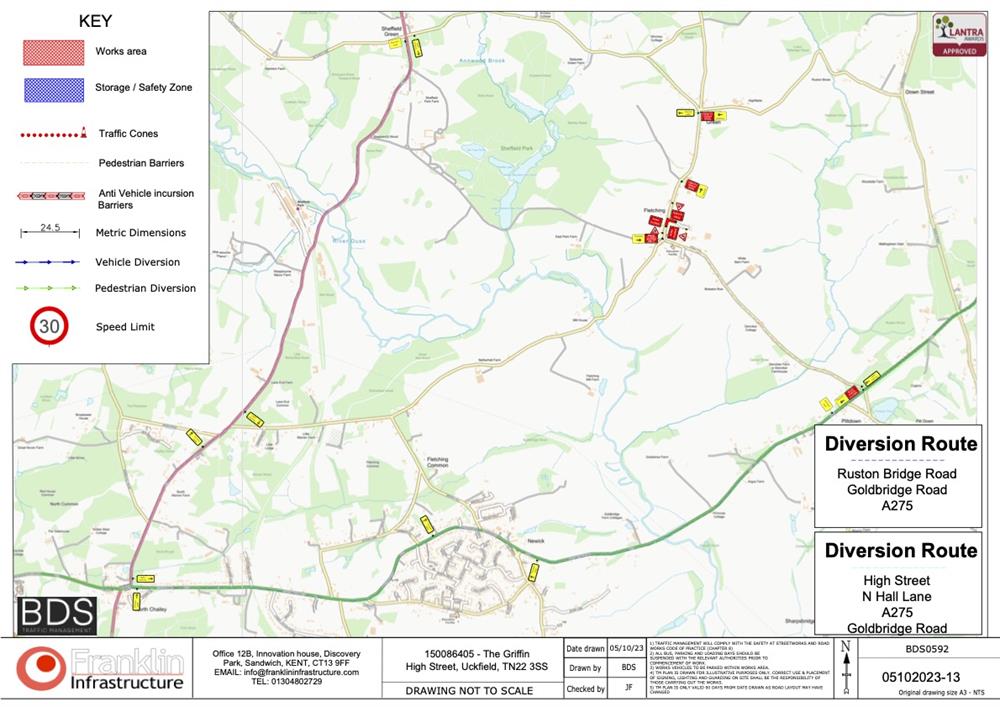 Fletching Village Road Closures 12 February 2024, Fletching, Uckfield