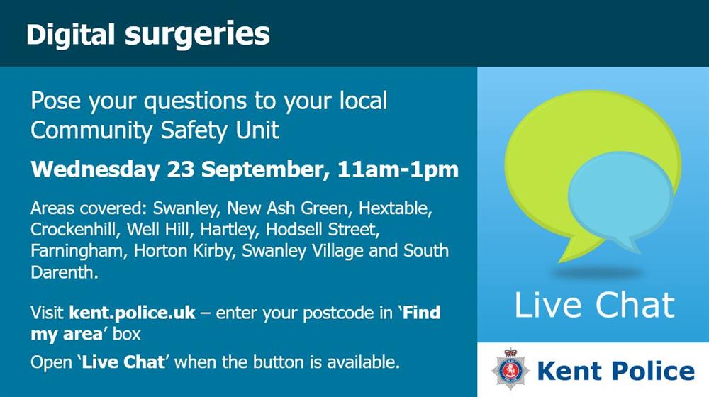 Kent Police Digital Surgeries, South Darenth, Dartford Local News HugoFox